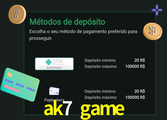O cassino ak7 game oferece uma grande variedade de métodos de pagamento